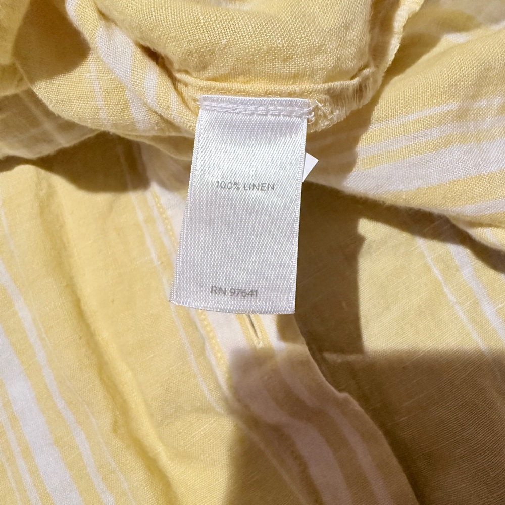 J. Jill Yellow and White Striped Button-Down Linen Top - Picture 5 of 6